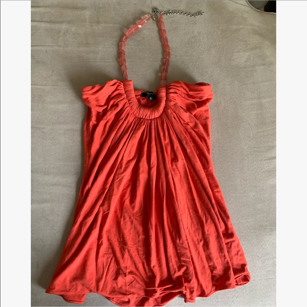 SKY Beaded Halter Coral Top